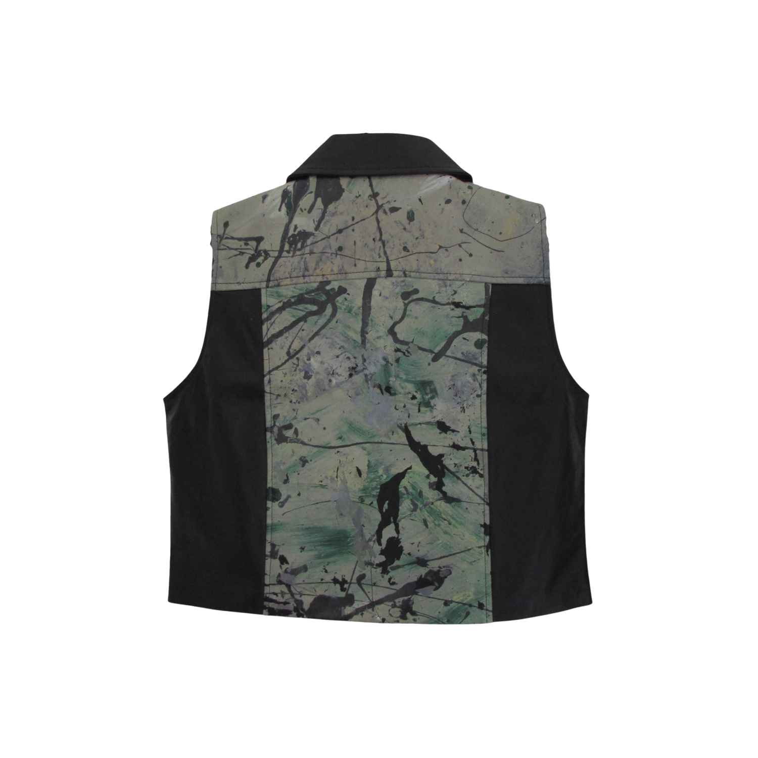 AIMEE VEST - GREEN FABRIC + LEATHER