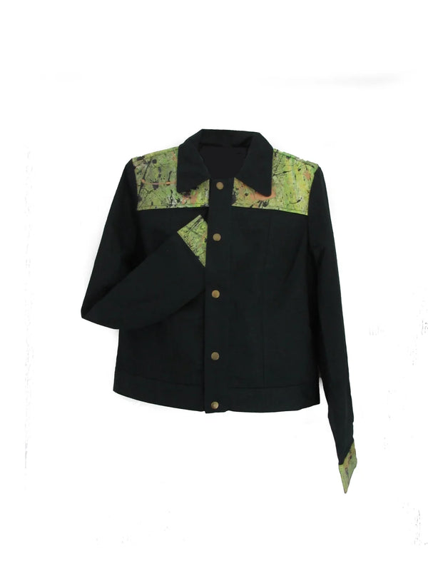 LLORENZ JACKET - GREEN FABRIC + LEATHER